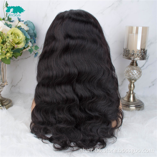 AllRun Factory Wholesale Price Hot Selling 100% Vigrin Raw Brazilian Human Hair Body Wave Wig 360 Lace Front Wig